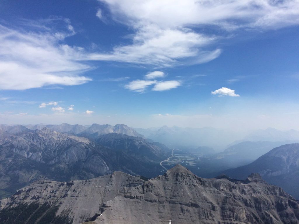 Banff from the summit of Mount Borgeau - little hazy in the smoke from the forest fires